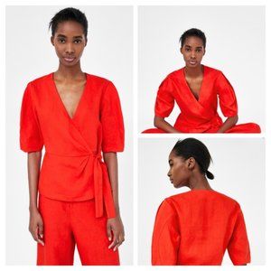 Zara | Linen wrap blouse